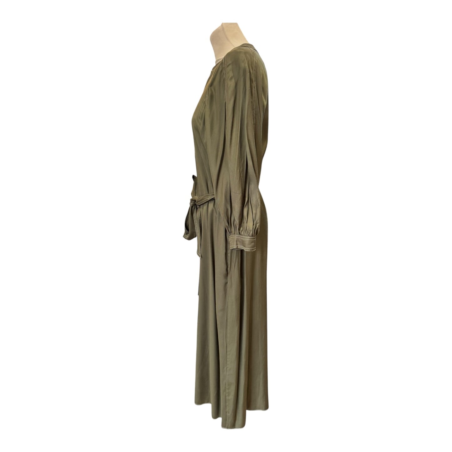 Whistles Khaki Mabel Topstitch Dress - 12