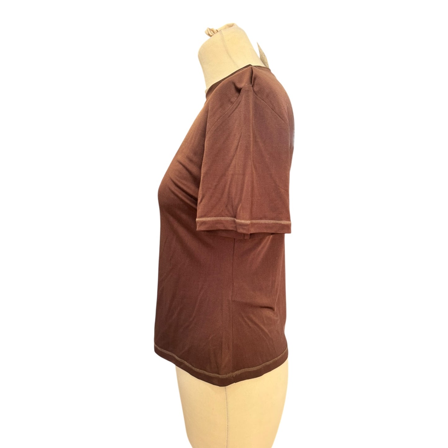 Lily Silk Brown Silk T Shirt - 12