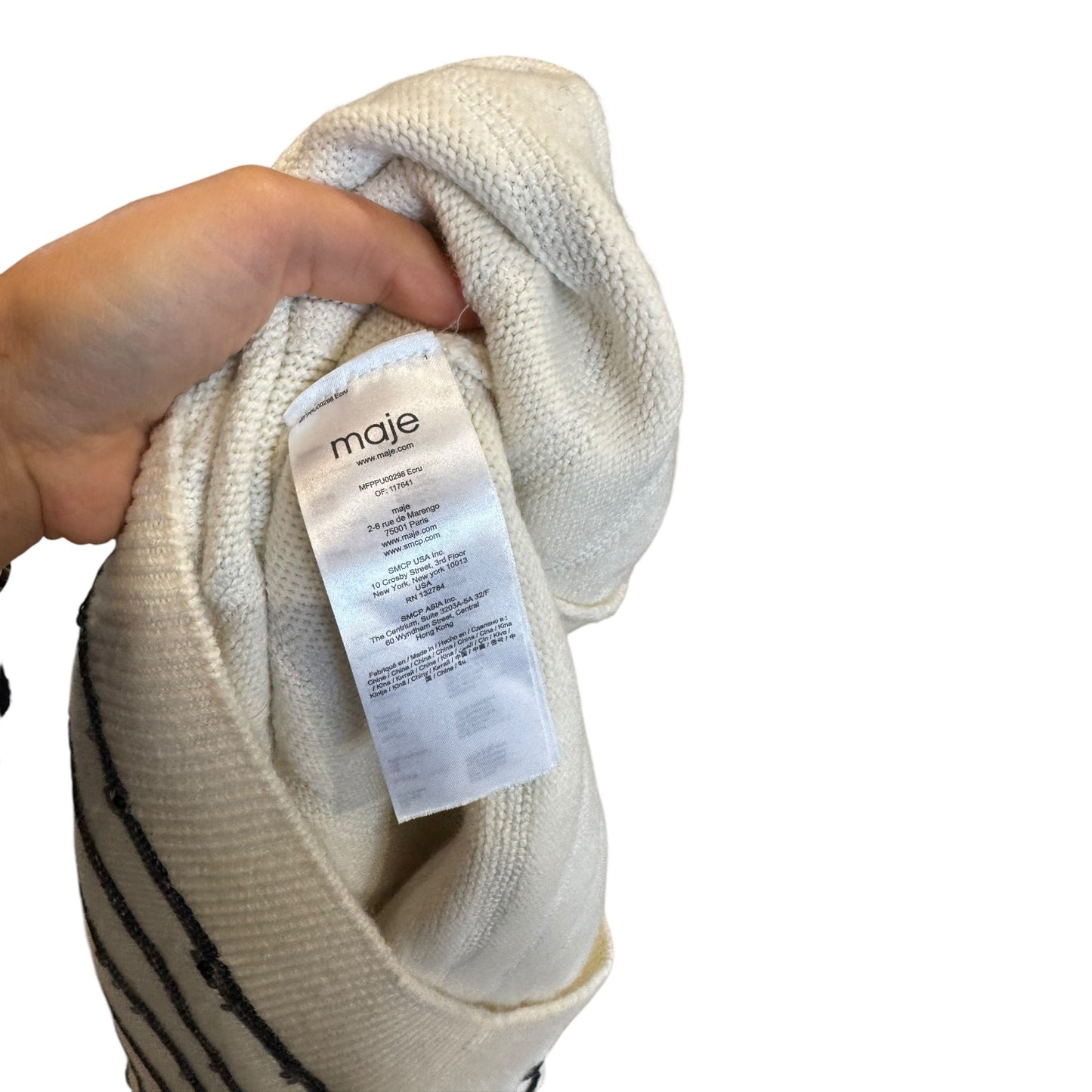 Maje White Jumper with Black Sequins  - 12/14/16