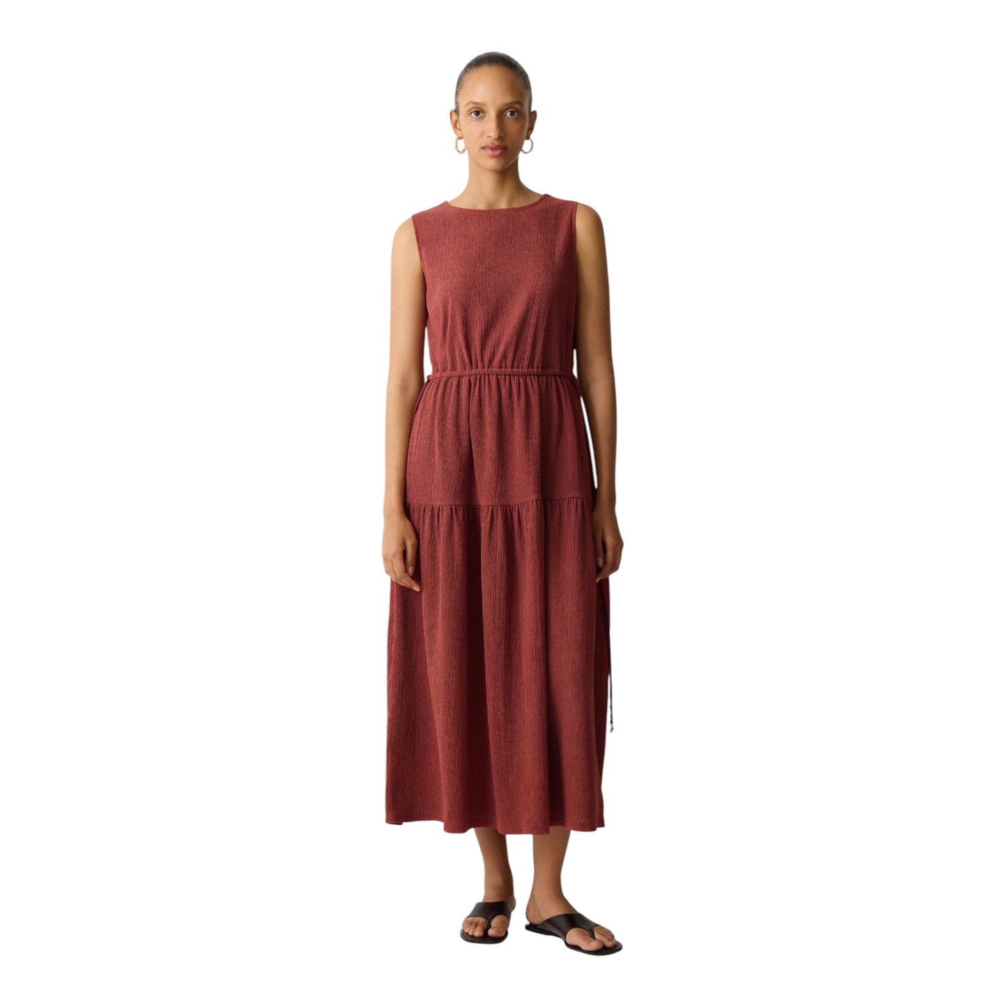 Jigsaw Brown Fine Crinkle Jersey Maxi Dress - 16