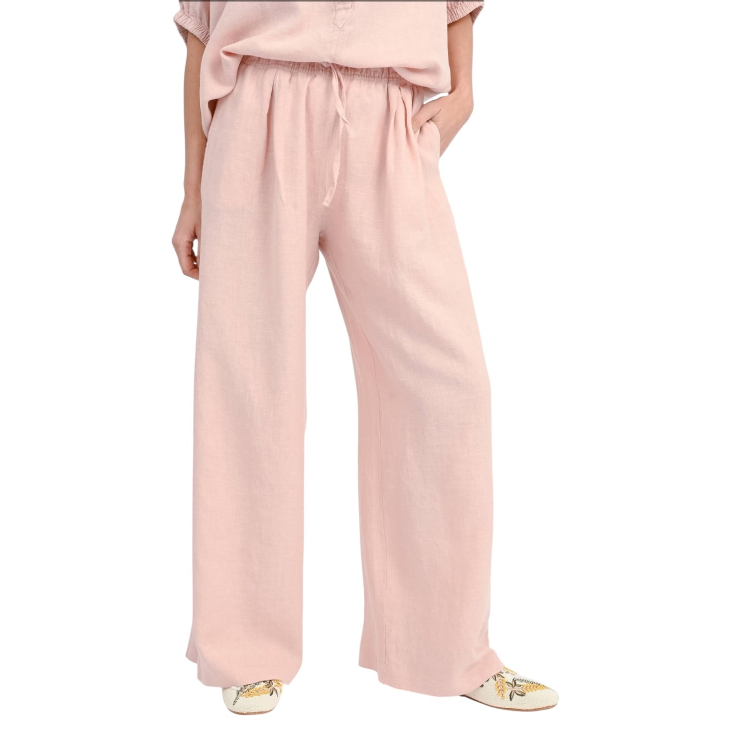 Sosue Blush Pink Linen Josy Pant Trousers - 10