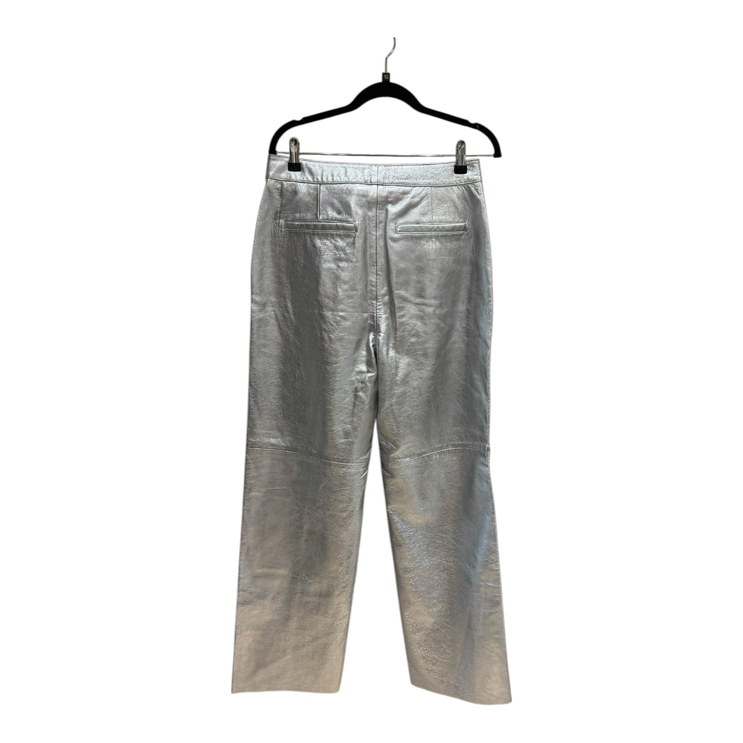 Mint Velvet Silver Leather Trousers - 12