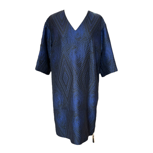 Dries Van Noten Blue and Black Jacquard Dress - 10/12
