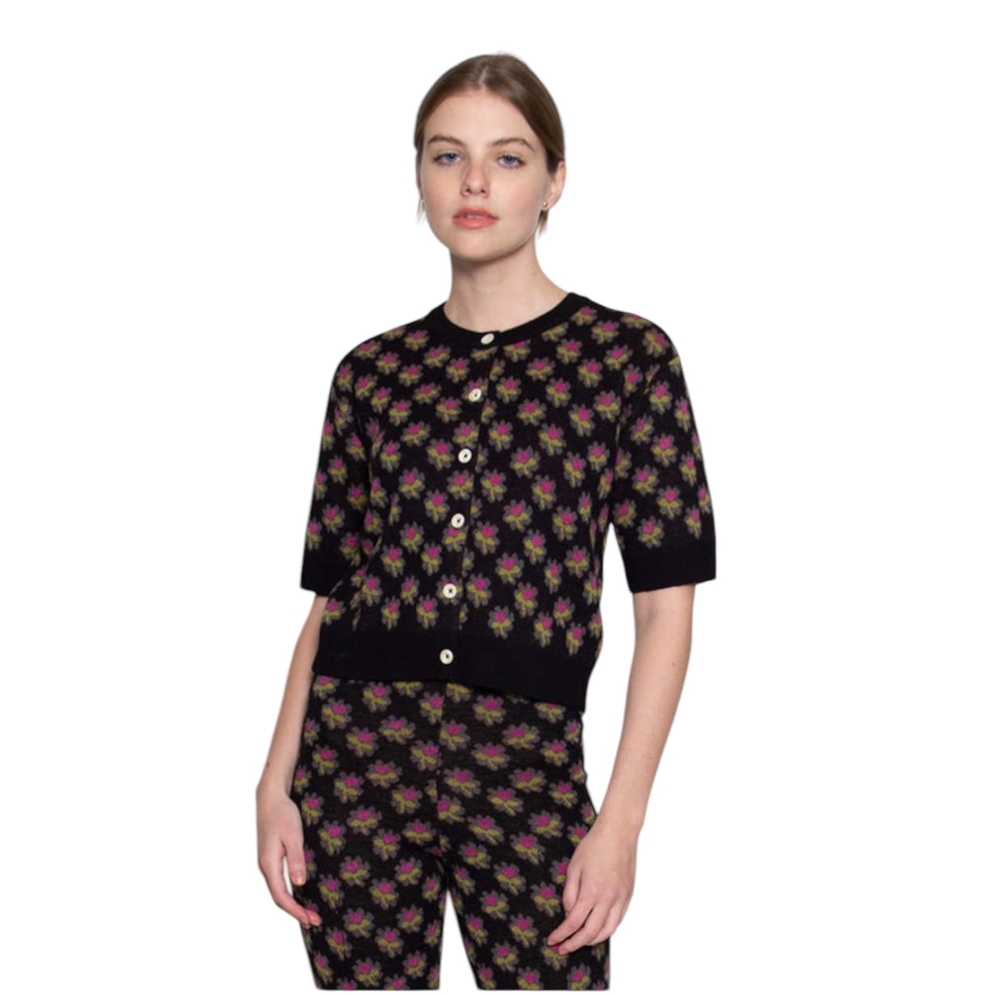 Rachel Comey Black Floral Cardigan - 8