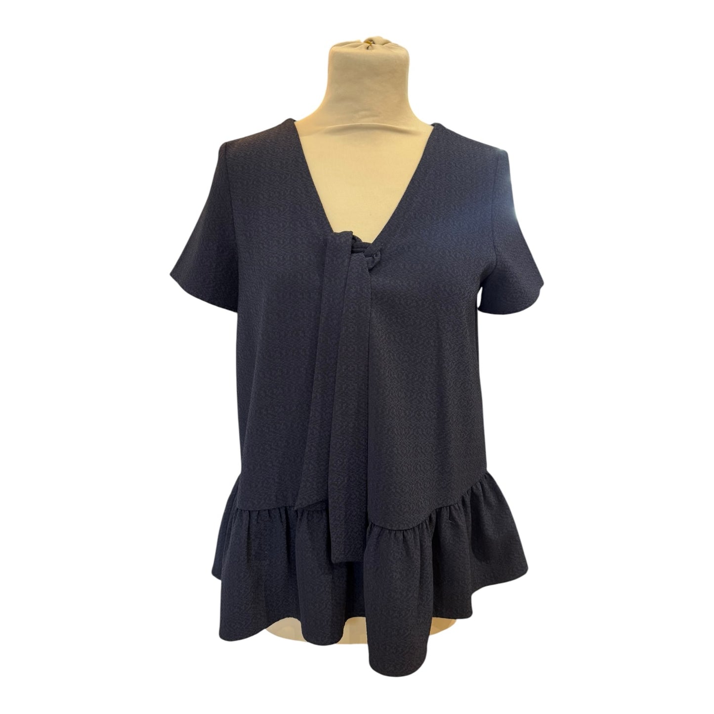 Sezane Tie Navy Peplum Top - 10