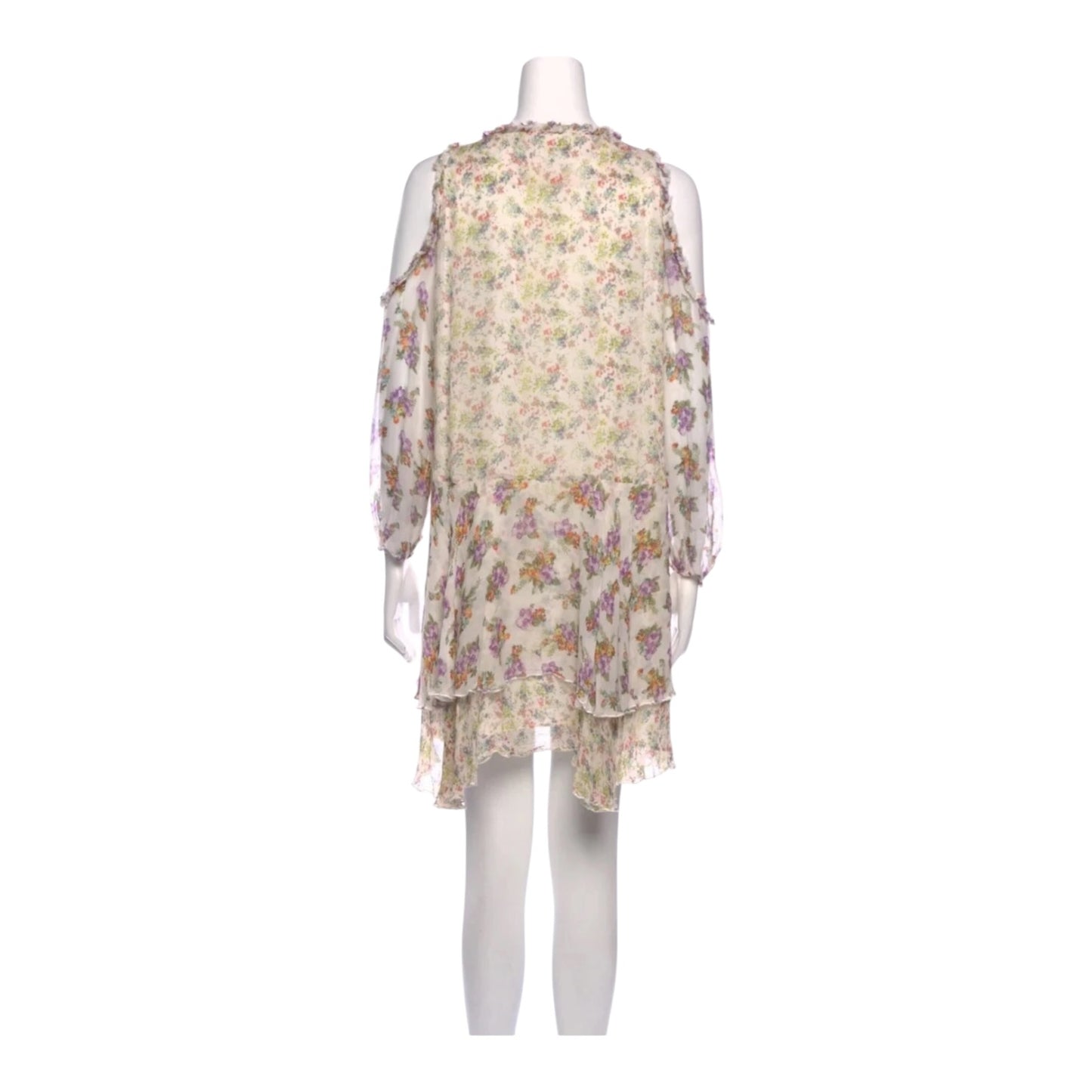 Alice + Olivia Ruffle Floral Romantic Layered Silk Mini Dress - 12