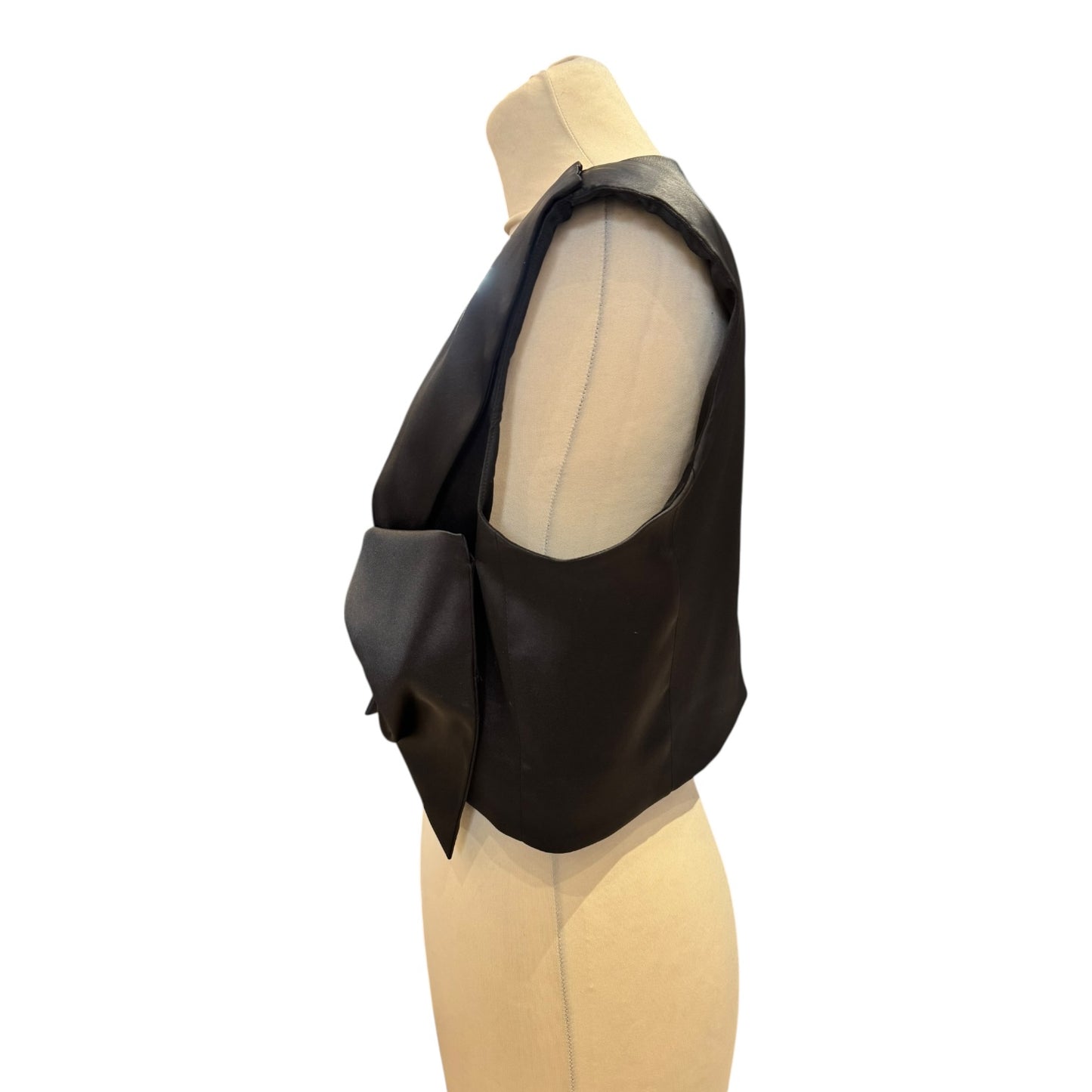 Sandro Black Satin Bow Crop Top - 10