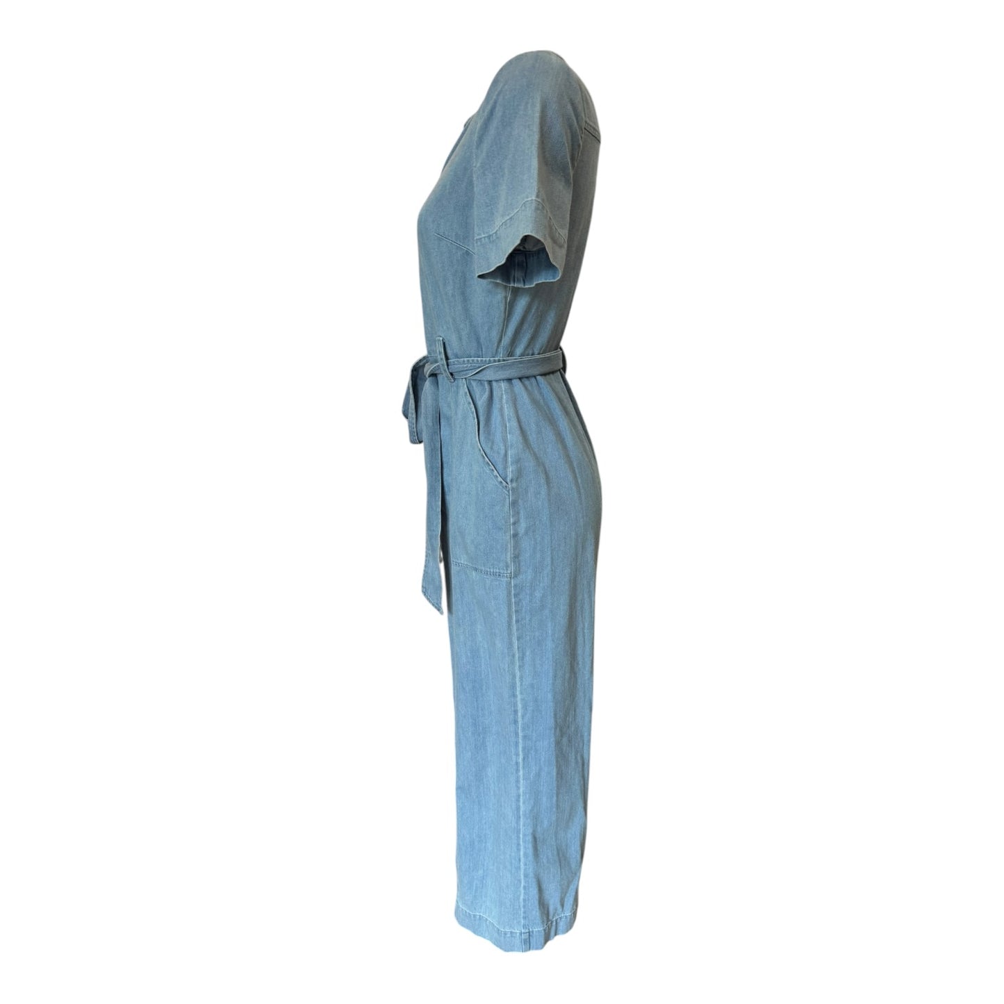 Whistles Short Sleeve Denim Jumpsuit - 10 - NEW