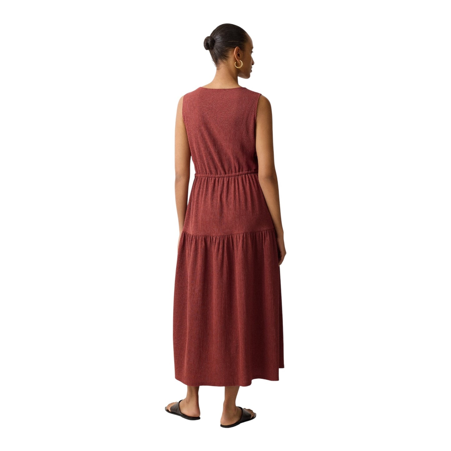 Jigsaw Brown Fine Crinkle Jersey Maxi Dress - 16