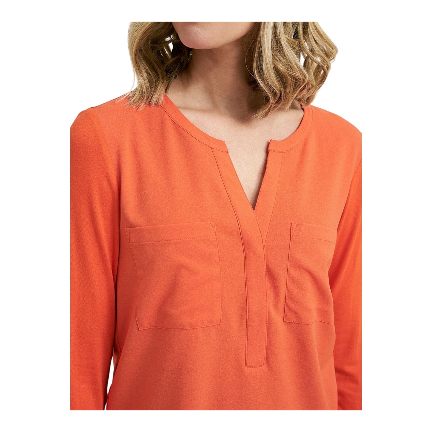 Milano Orange Notch Neck Top - 10 - NEW
