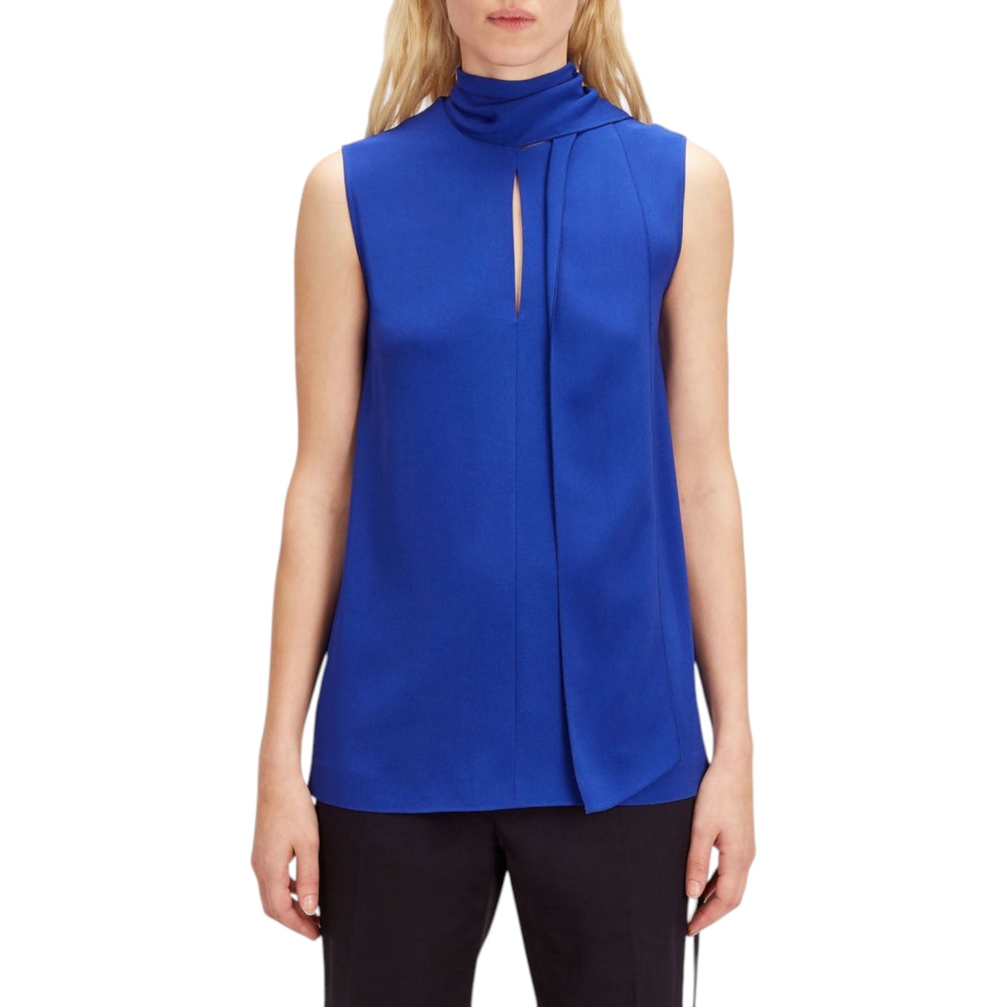 Joseph Noon Tie Neck Blouse in Cobalt - 10