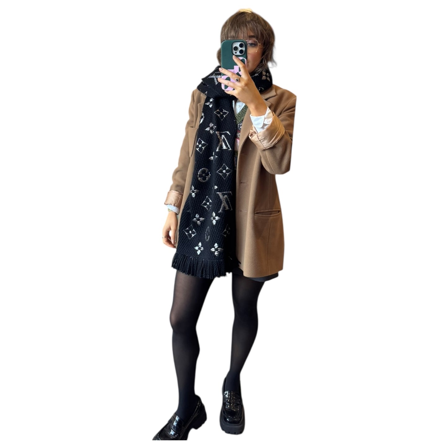 Louis Vuitton Monogram Echarpe Mania Shine Scarf Black