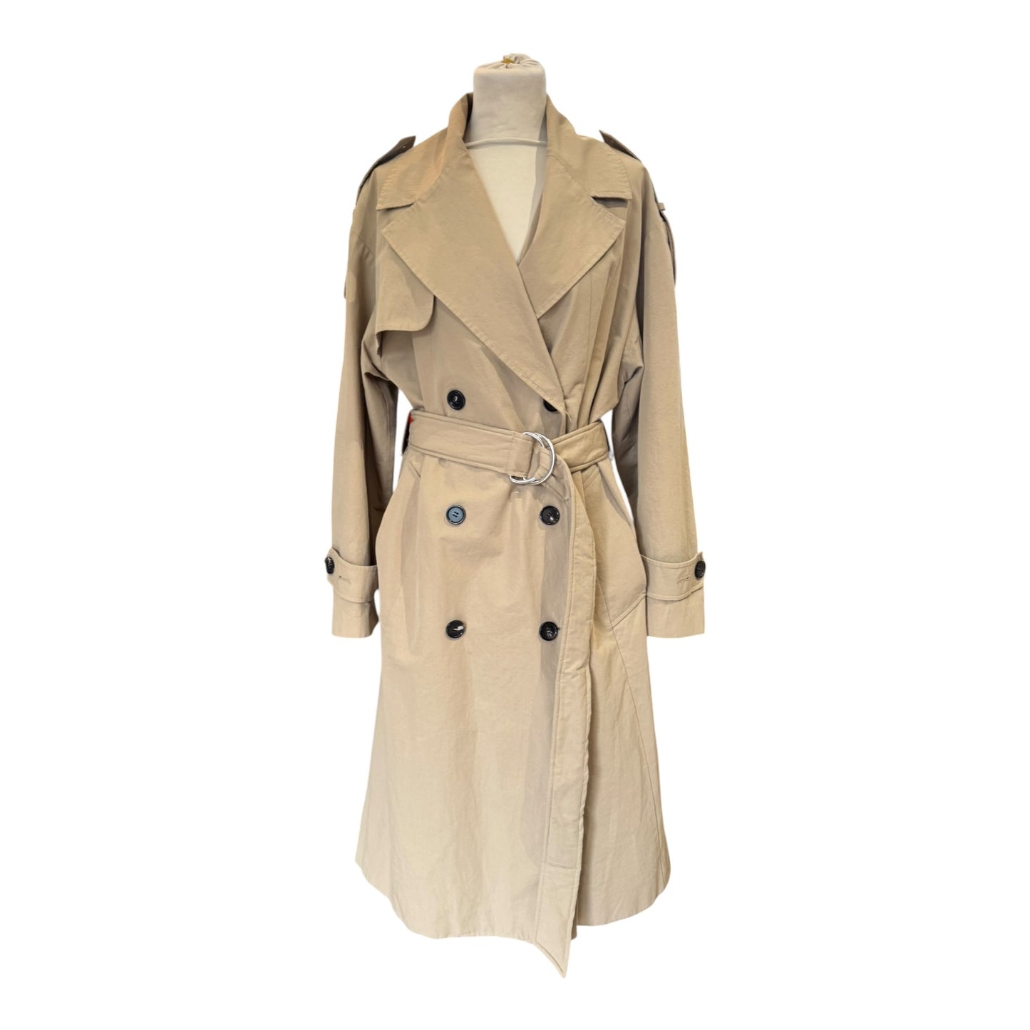 Jigsaw Oversized Cotton Trench Coat in Stone - 10