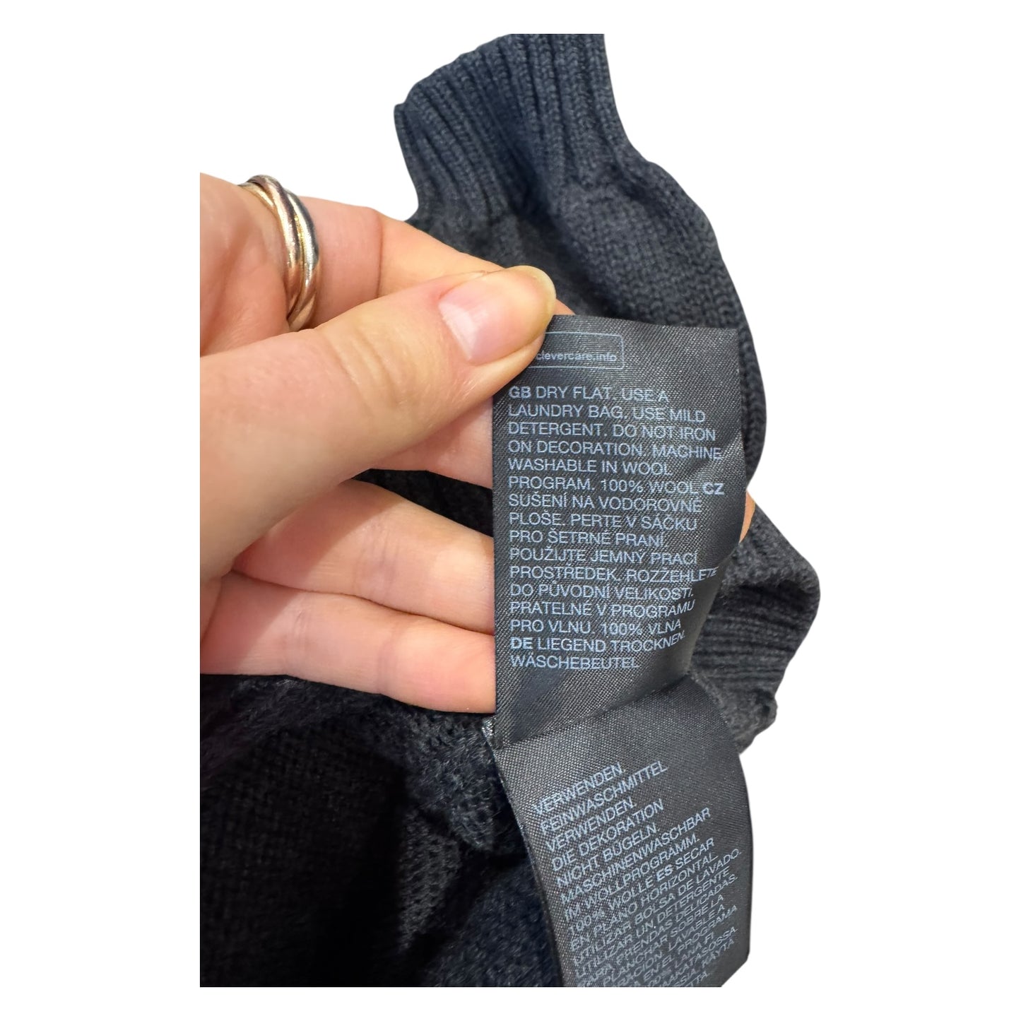 & Other Stories Dark Grey Merino Wool Embellished Cardigan - 8/10