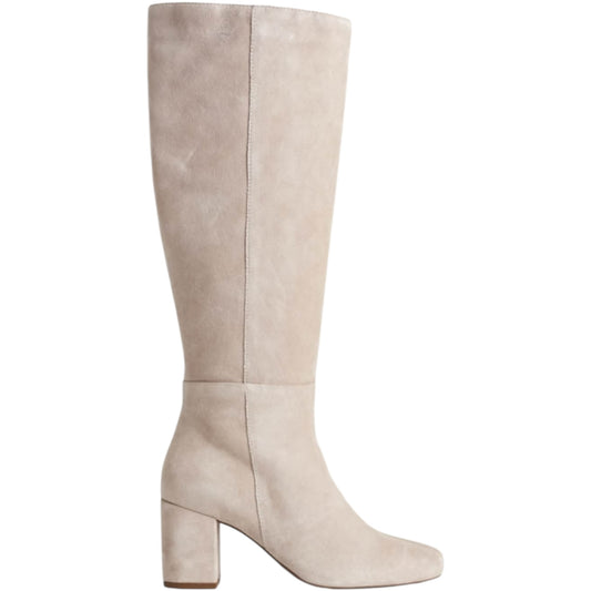 Sosandar Stone Suede Block Heel Knee High Boot - 5 - NEW