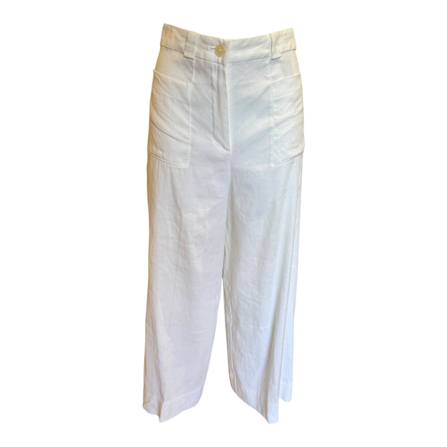 Massimo Dutti White Wide Leg Trousers - 8