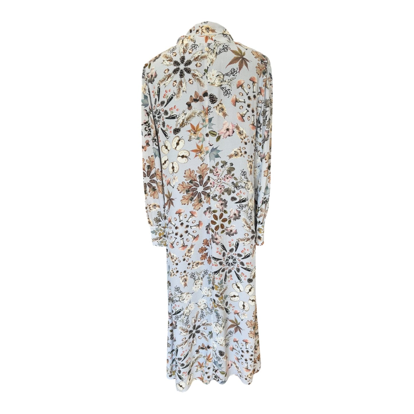 Marc Cain Tie Neck Blue Autumnal Print Dress - 14