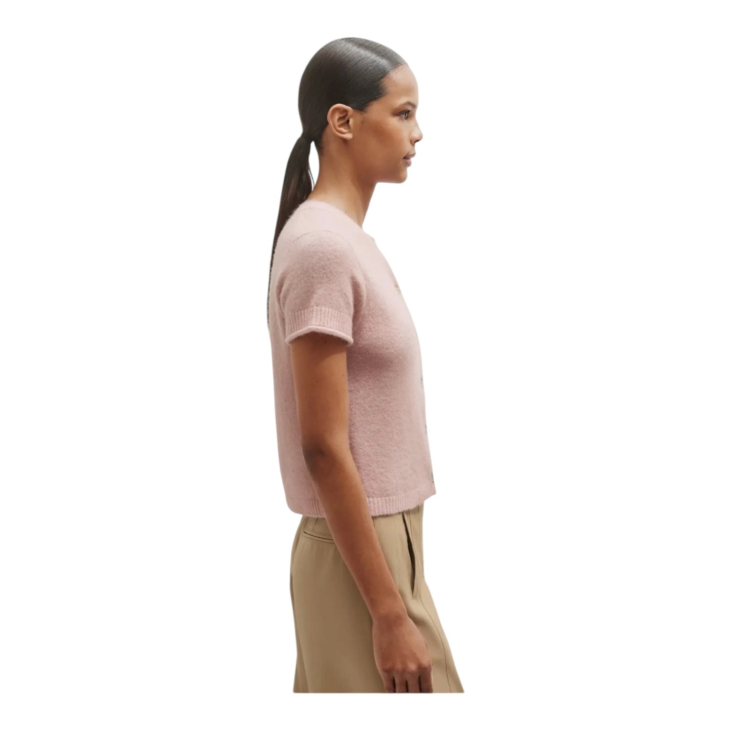 Me + Em Smoke Pink Button Through Knit Baby Tee - 10/12