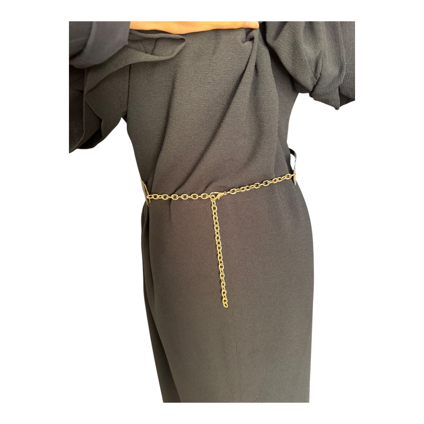 Rick Owens Black Dress with Gold Belt - 10/12