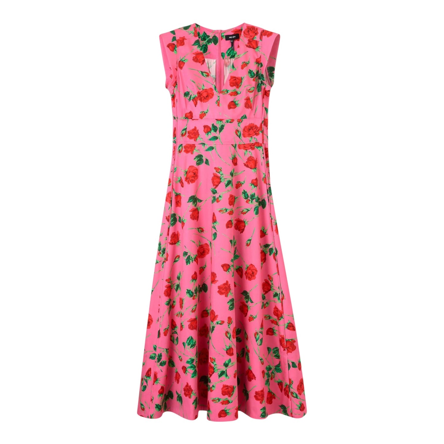Me + Em Pink Cotton Rose Print Maxi Dress - 10