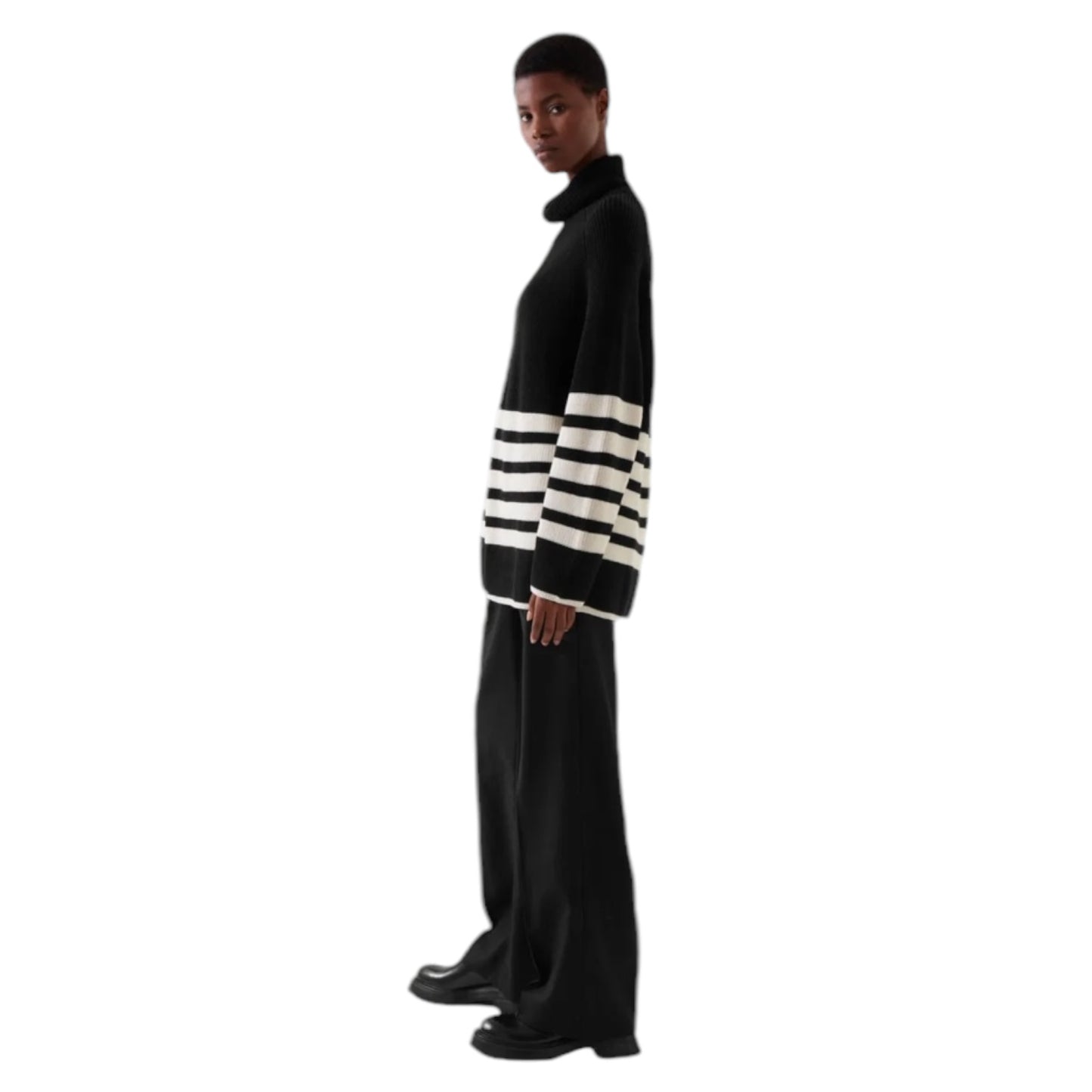 COS Black and White Roll-Neck Jumper - 14