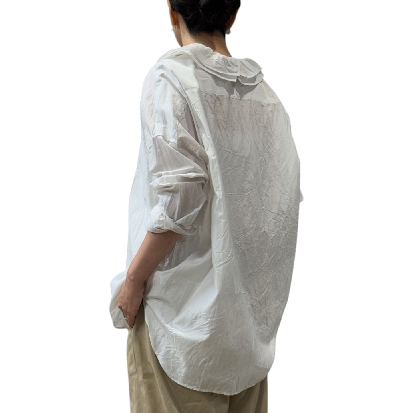 Toujours White Ruffle Collar Shirt - One Size