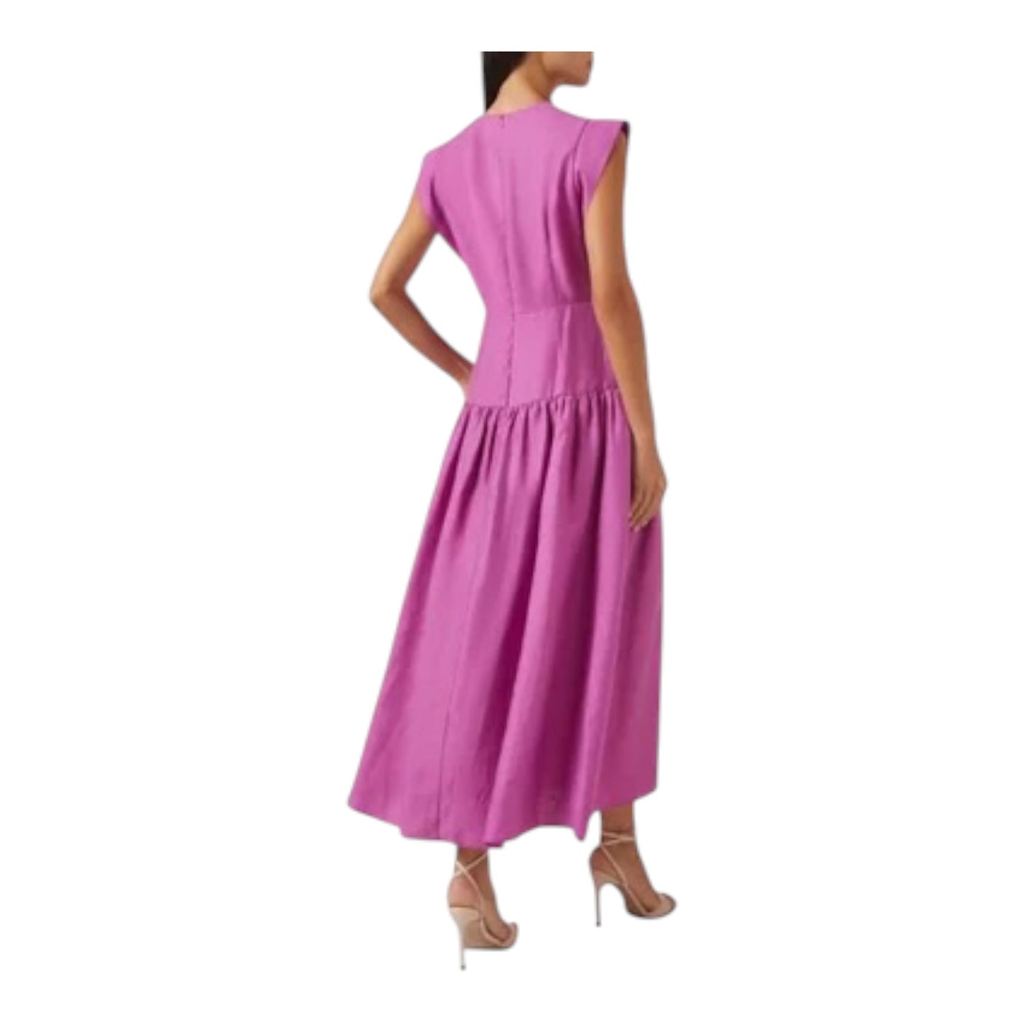 Kameya Pink Floral Embroidered Midi Dress - 10/12