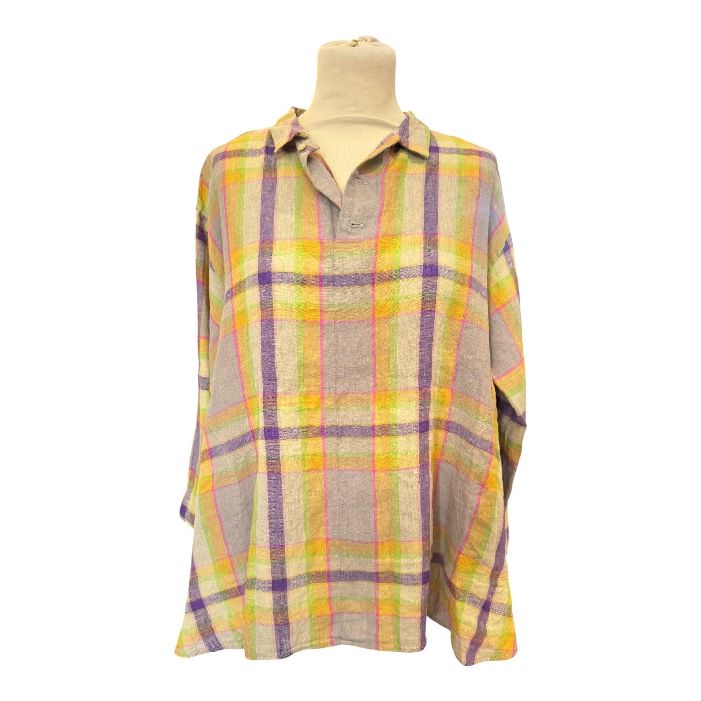 Antiquities Linen and Cotton Check Shirt - One Size - NEW