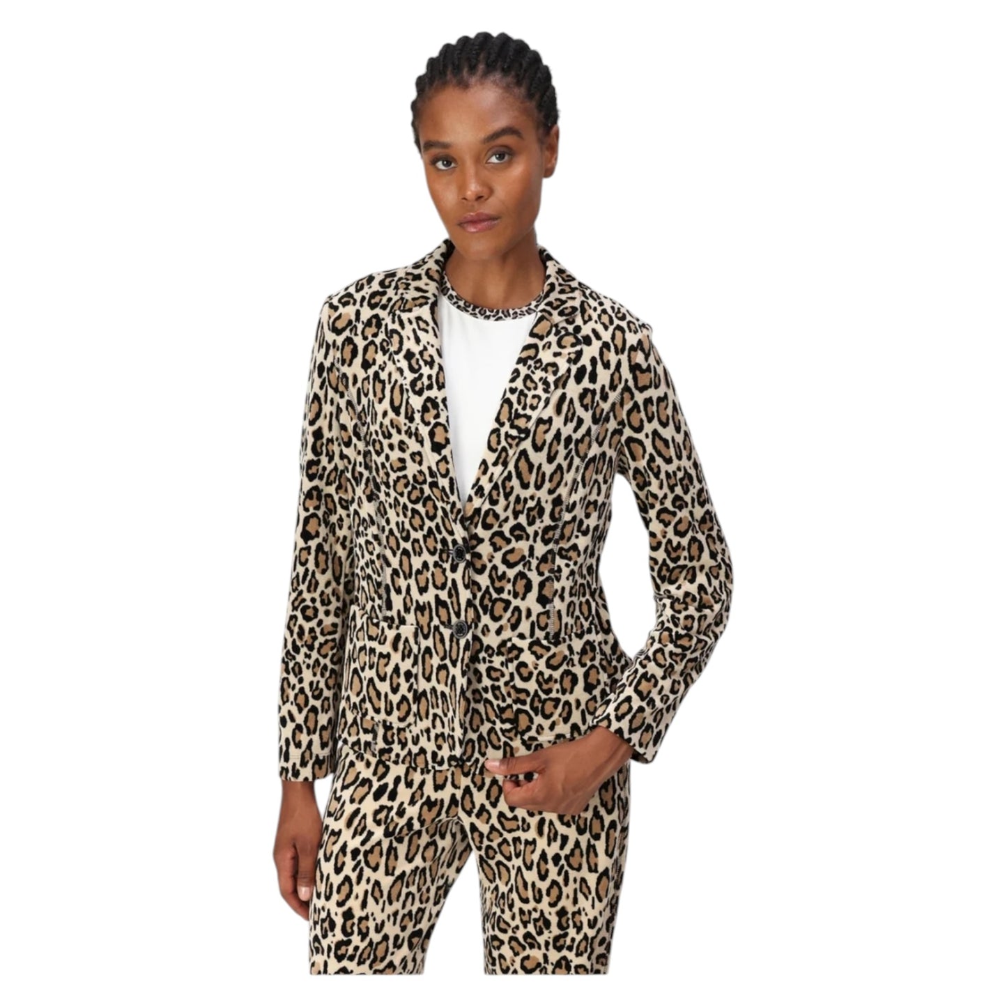 Marc Cain 'Soft Moon Rock' Leopard Velvet Blazer - 12