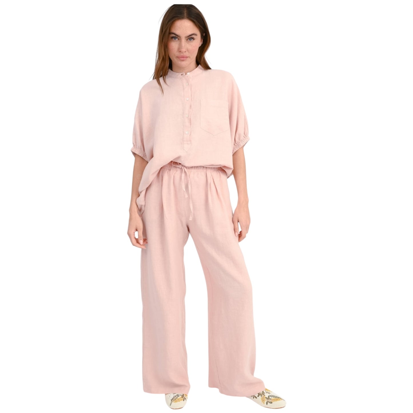 Sosue Blush Pink Linen Josy Pant Trousers - 10