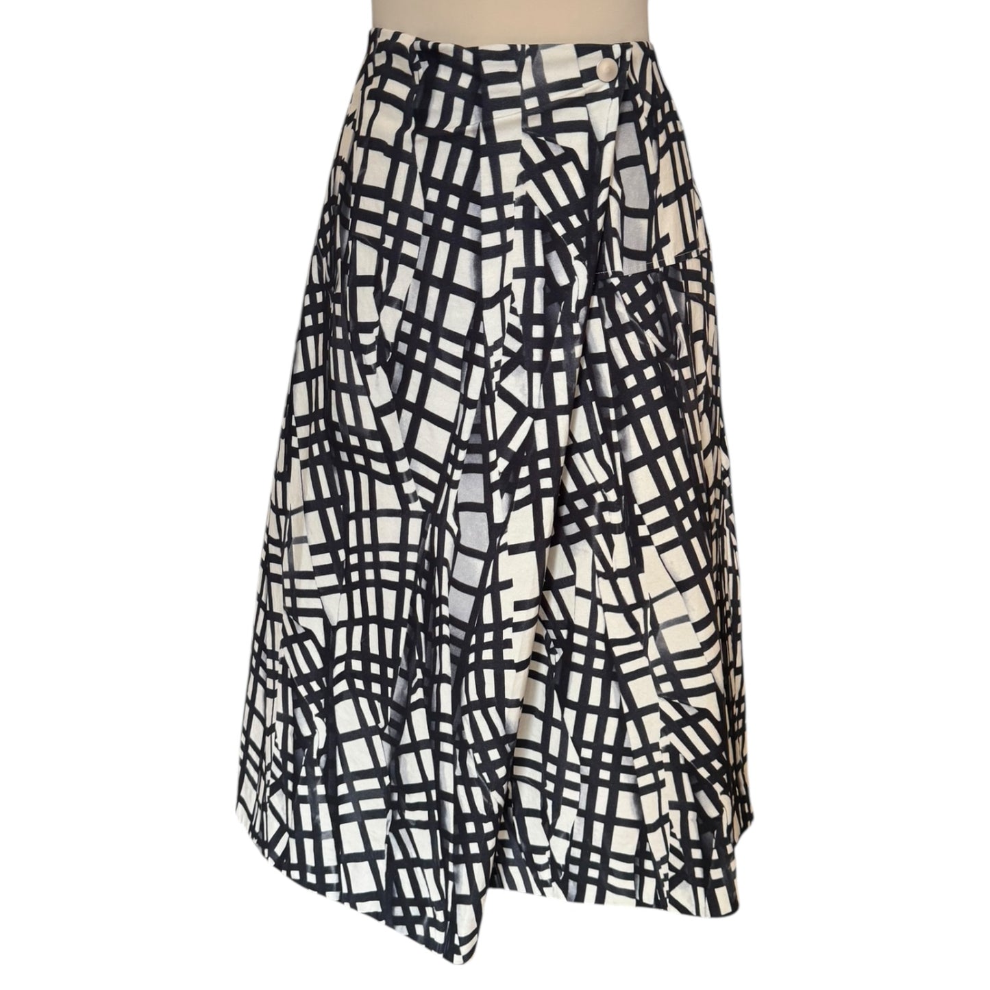 COS Cream and Black Check Cotton Skirt - 12/14