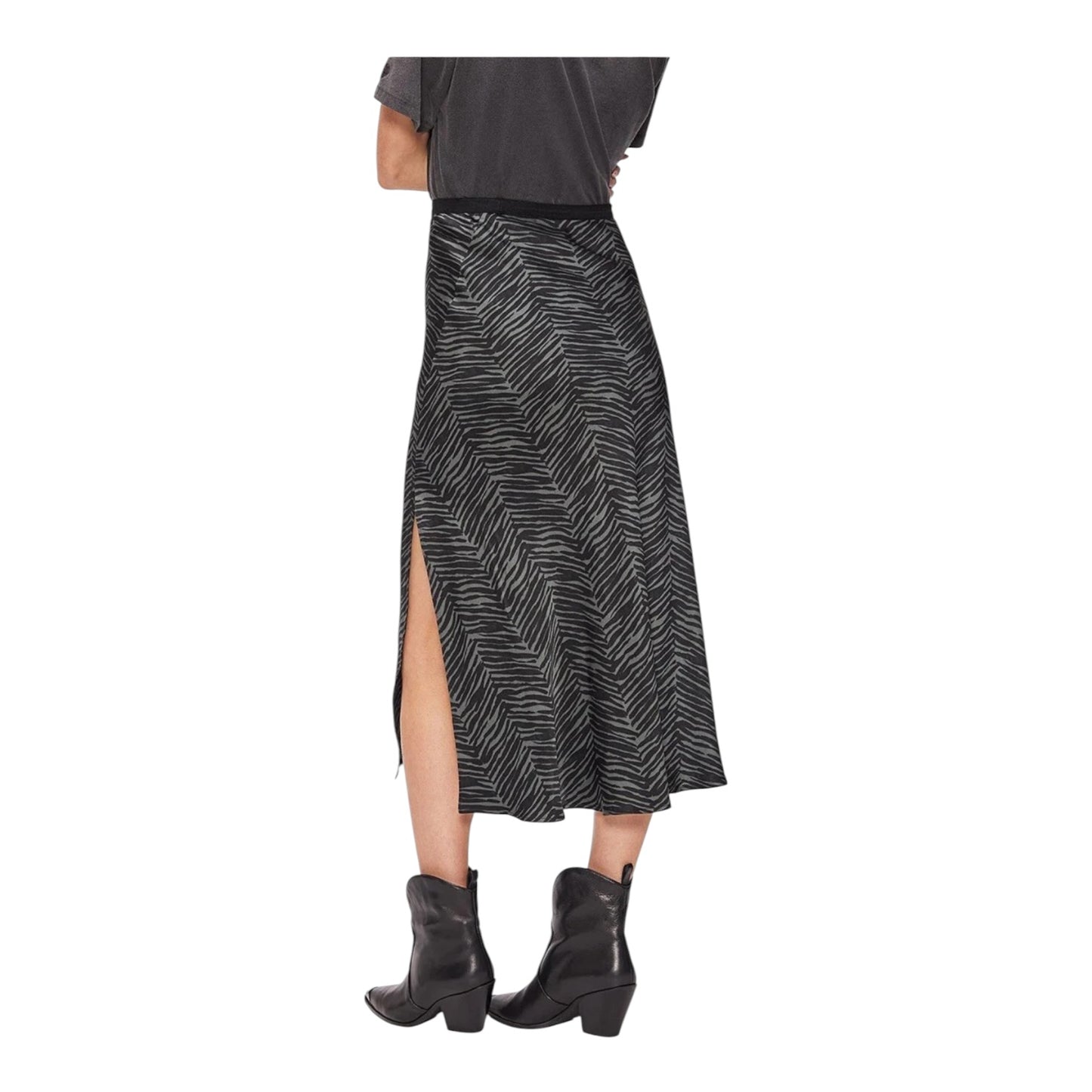 Anine Bing Dolly Silk Skirt in Willow Green Zebra - 12