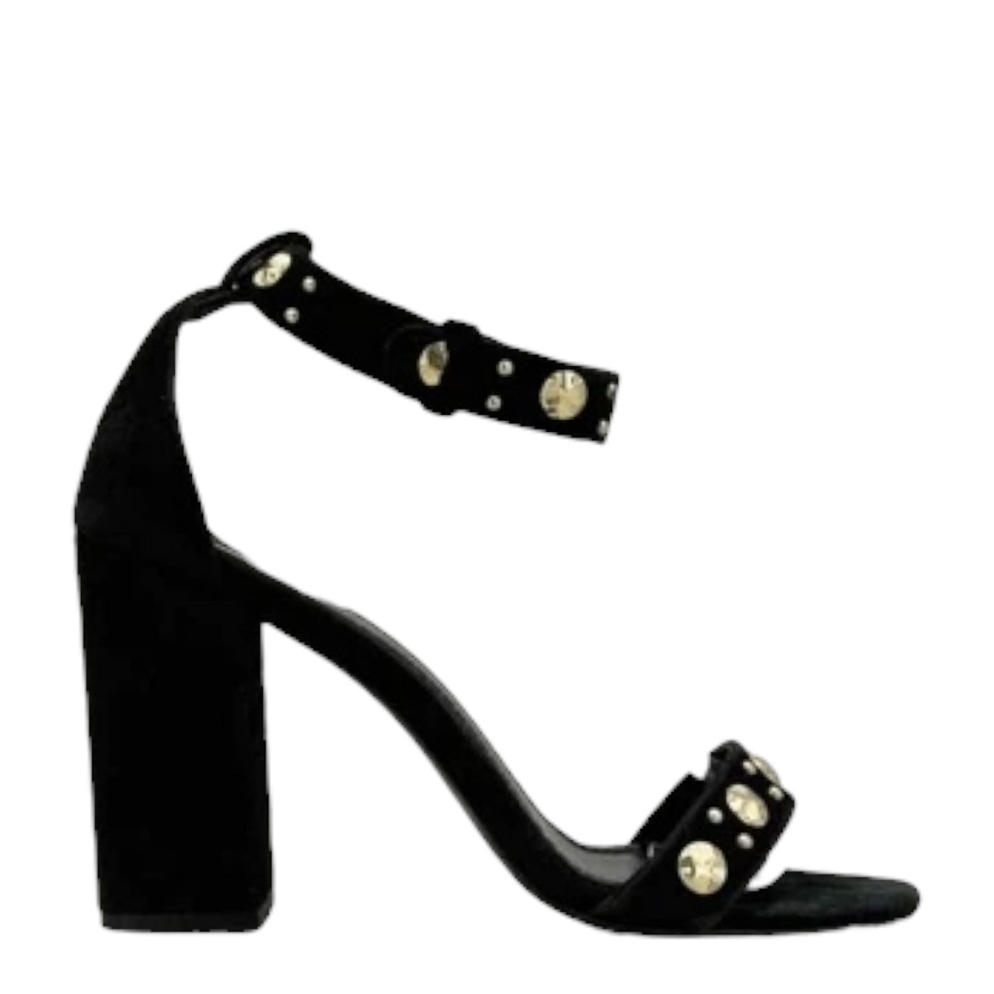 Maje Black Suede and Gold Studded Heels - 41/8