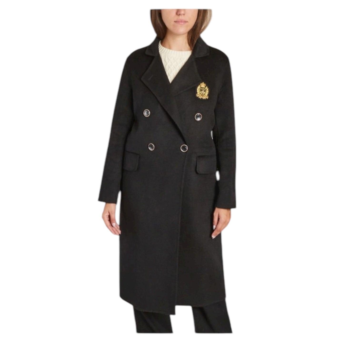 Five Black Wool Coat with Gold Badge - 12