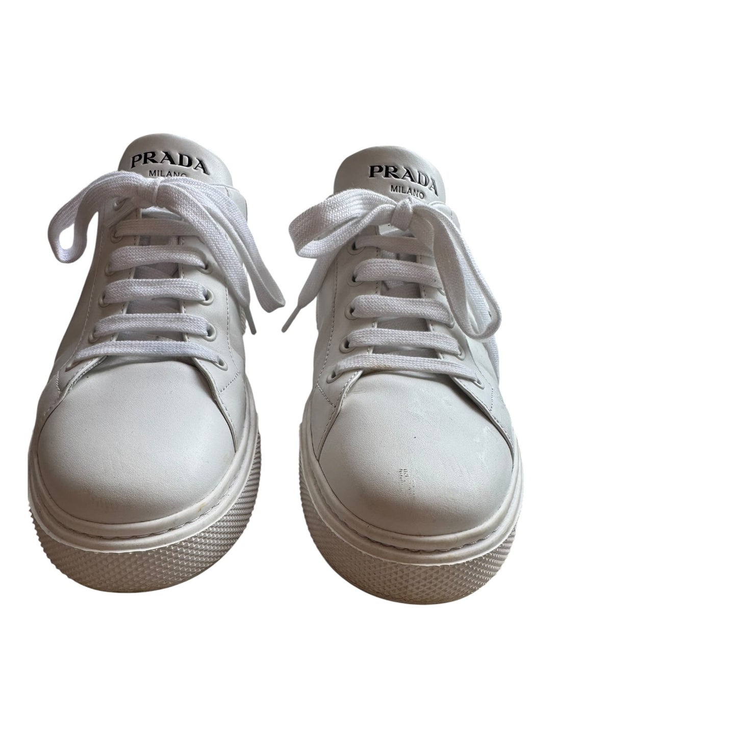 Prada White Leather Platform Trainers - 40/7
