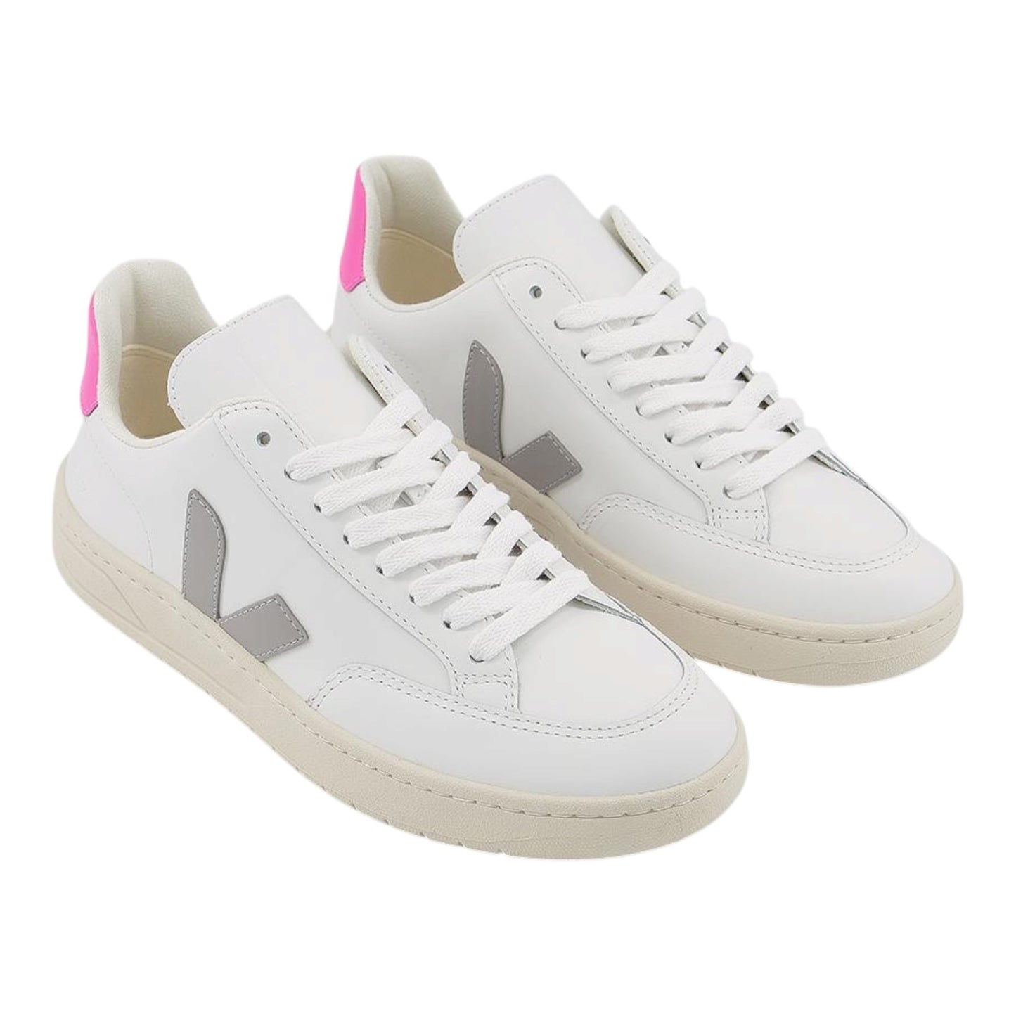 Veja V-12 Trainers White Oxford Grey and Pink Sari - 40/7