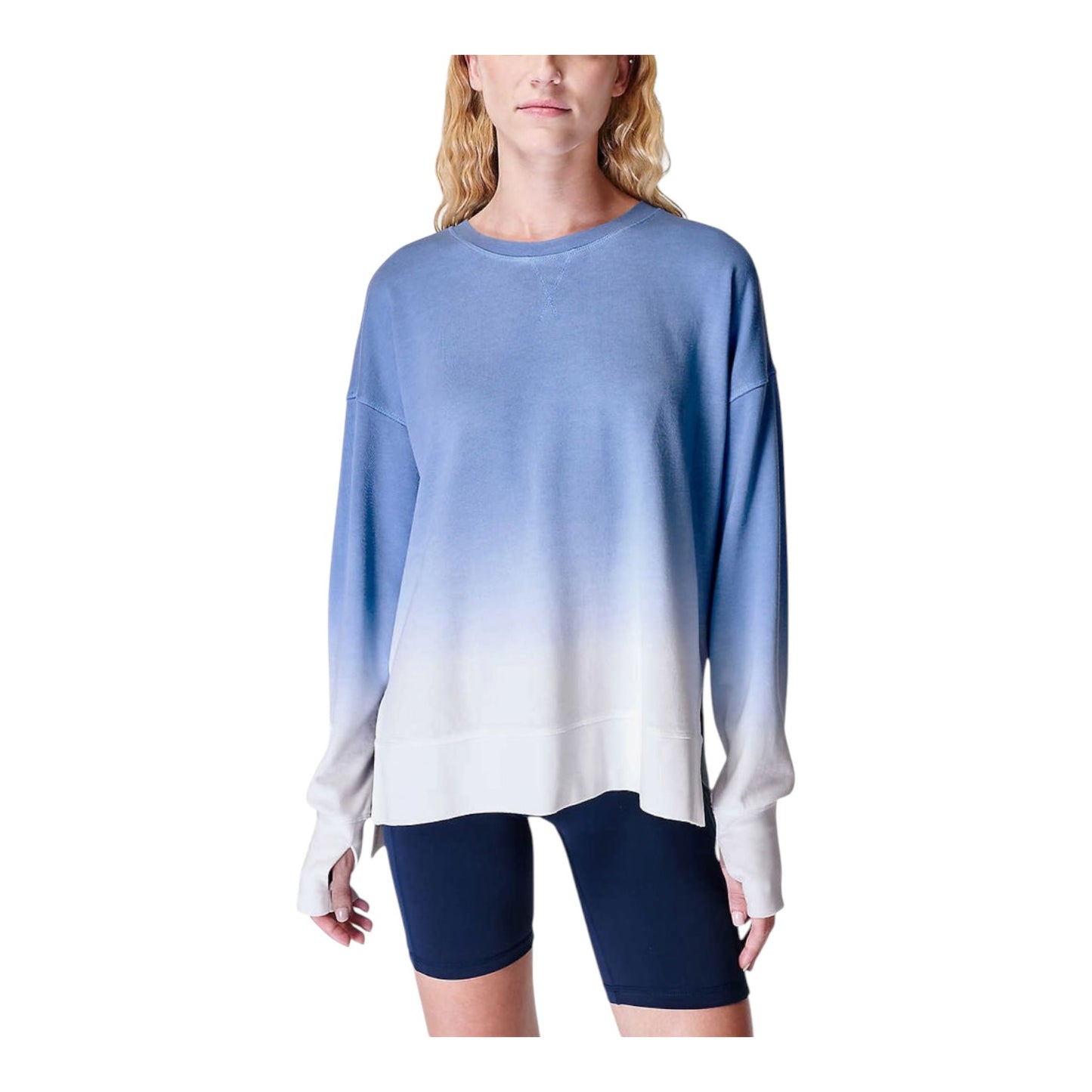 Sweaty Betty After Class Blue and White Ombre Jumper - 12