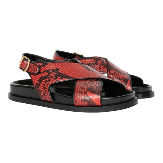 Dries Van Noten Snake Print Sandals Vermillion - 6 - NEW
