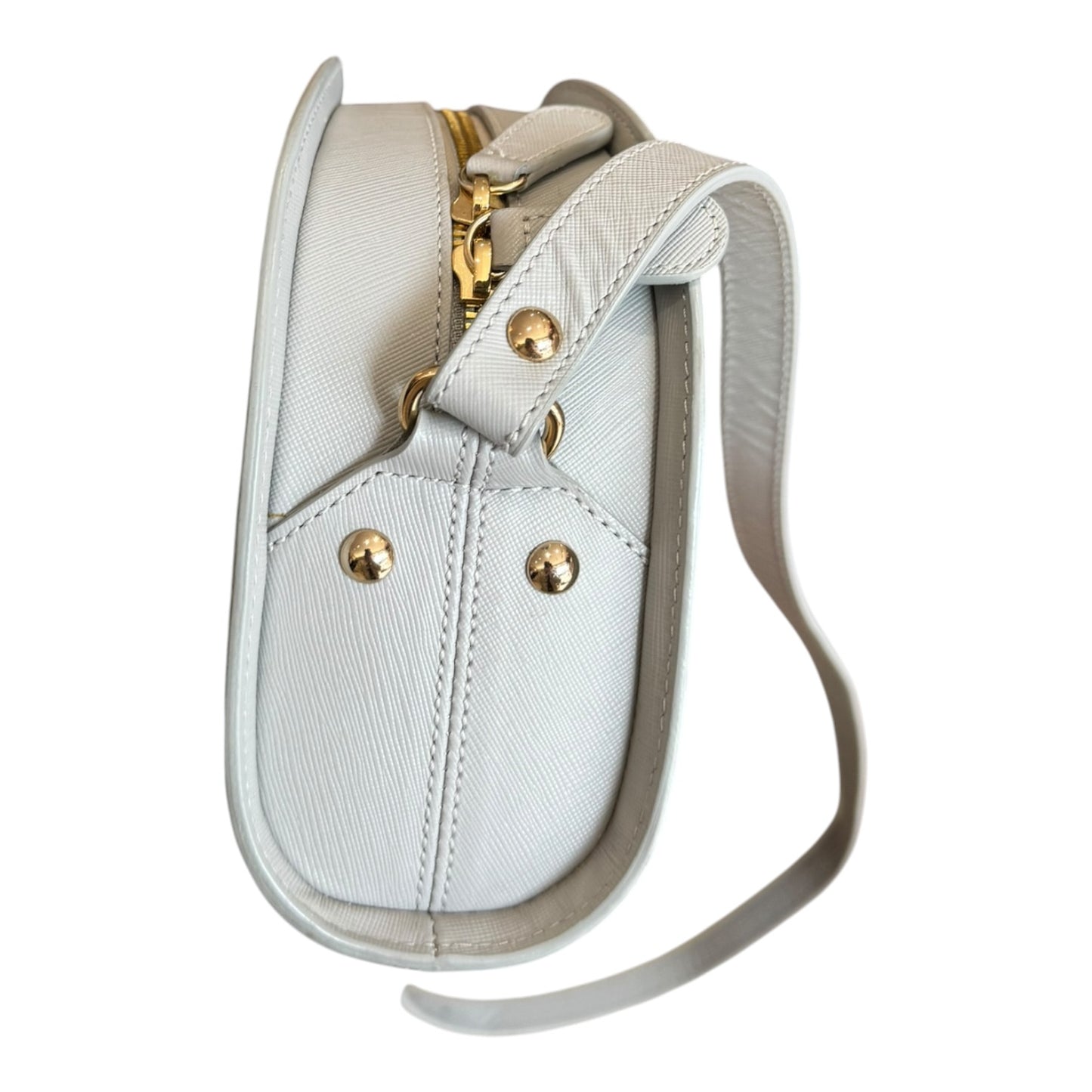 A.P.C. Demi-Lune Saffiano Bag in Light Grey