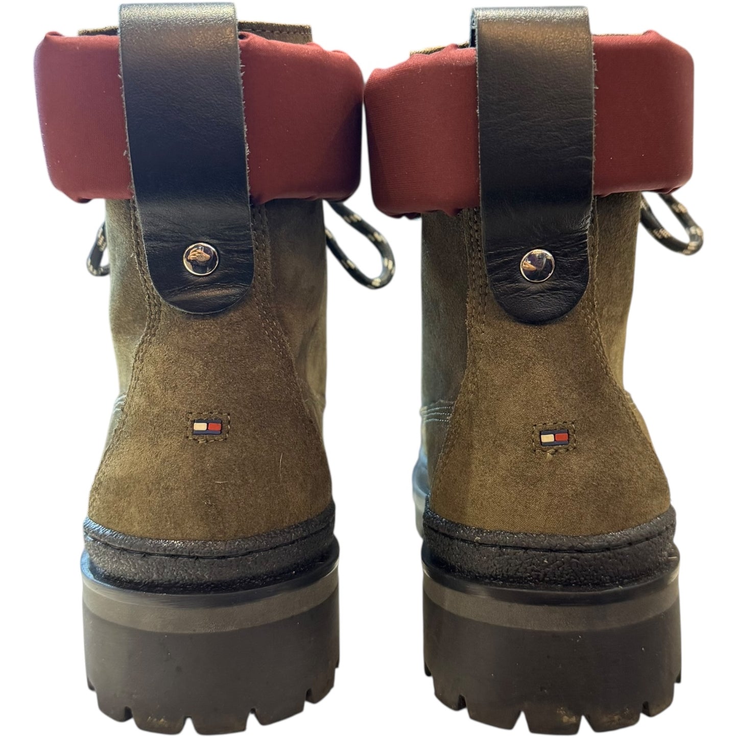 Tommy Hilfiger Green and Burgundy Sporty Lace Up Bootie - 38 / 5