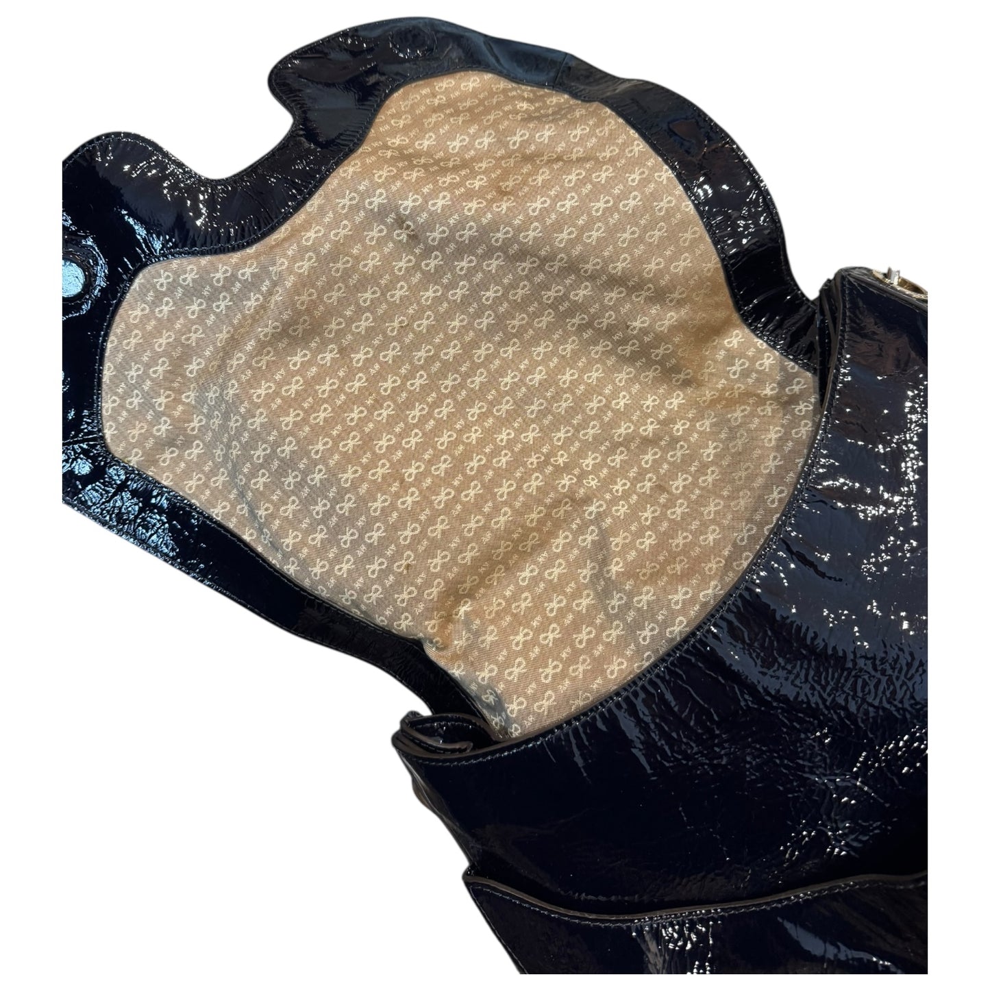 Anya Hindmarch Black Patent Leather and Silver Bag