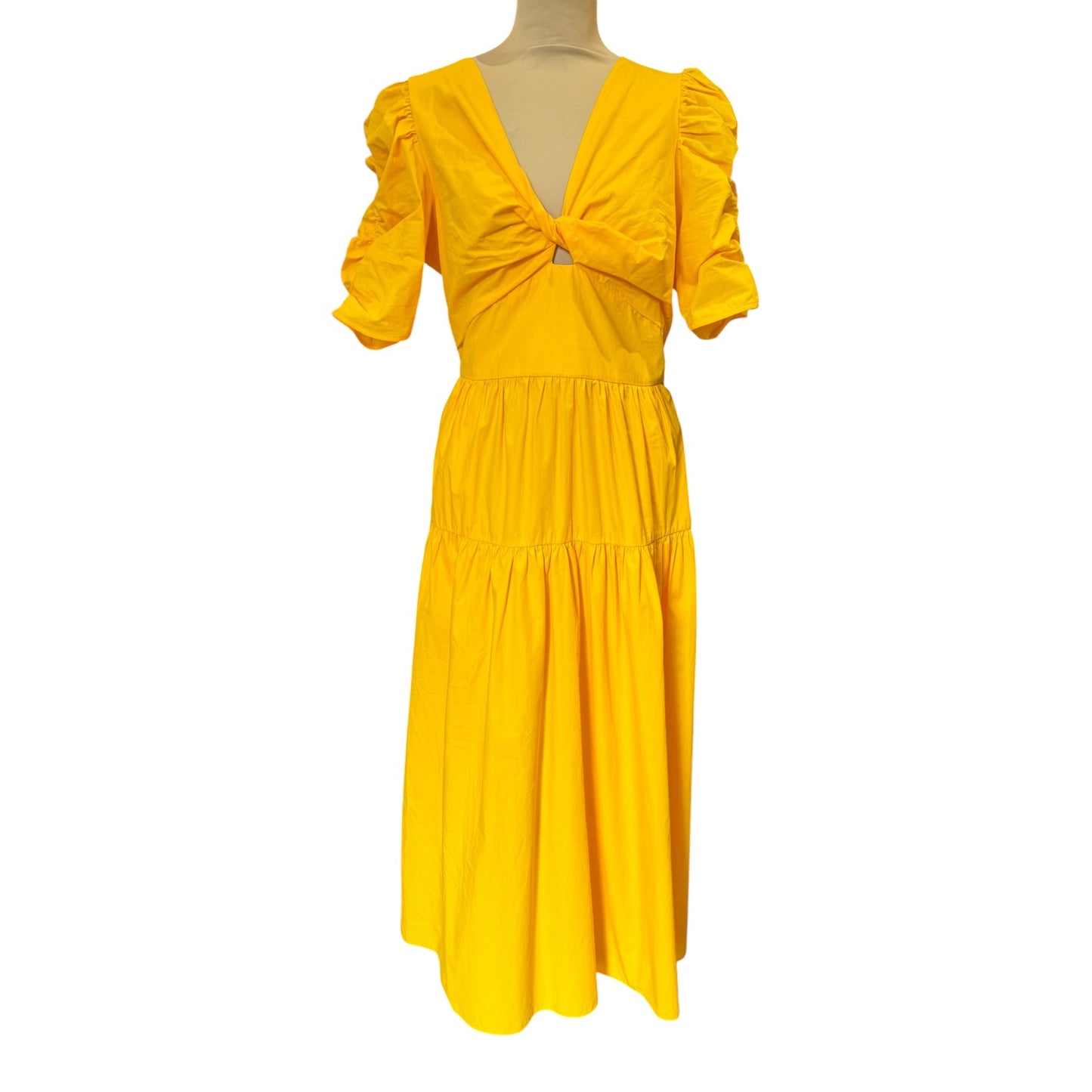 Ro&Zo Yellow Cotton Poplin Twist Front Dress - 12 - NEW