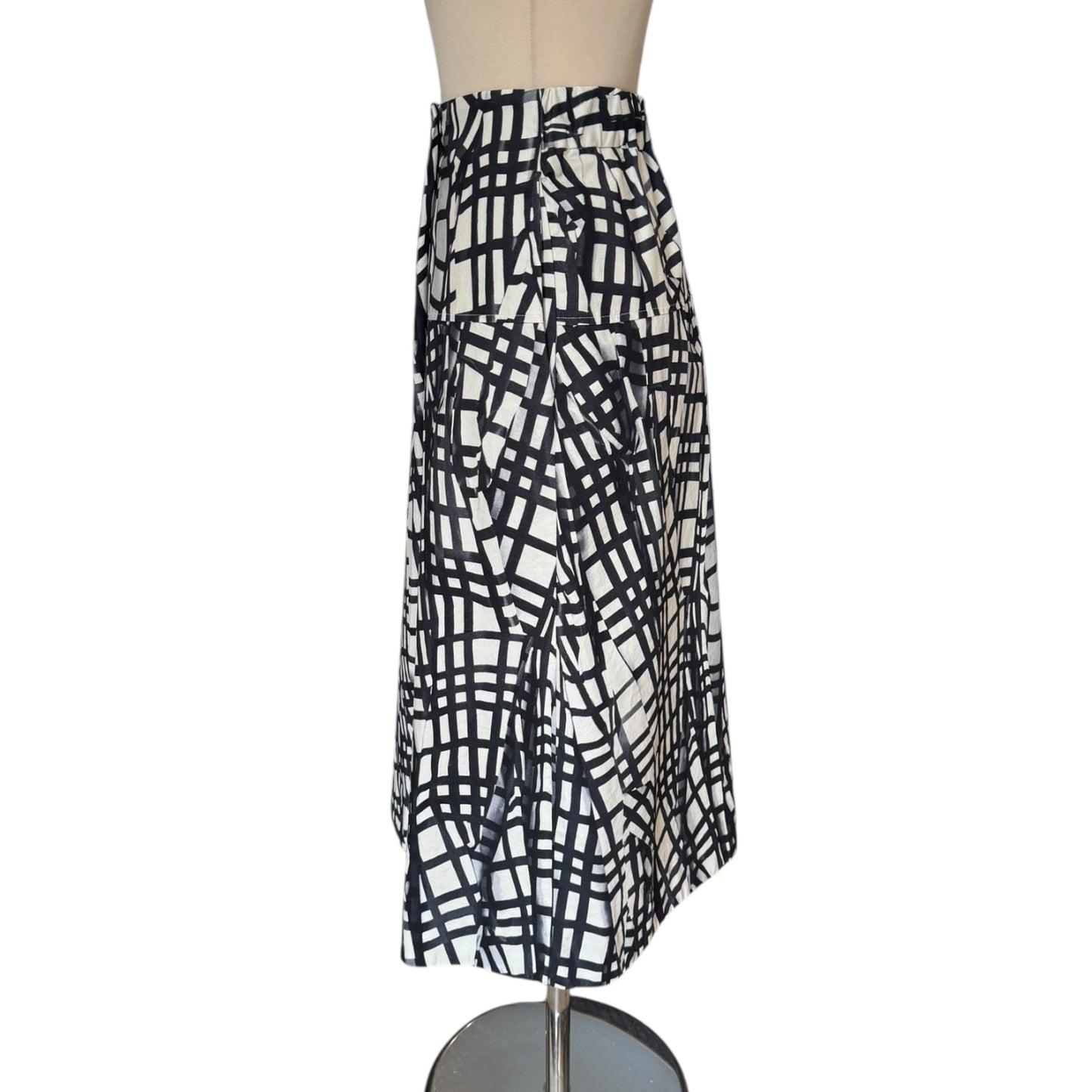 COS Cream and Black Check Cotton Skirt - 12/14