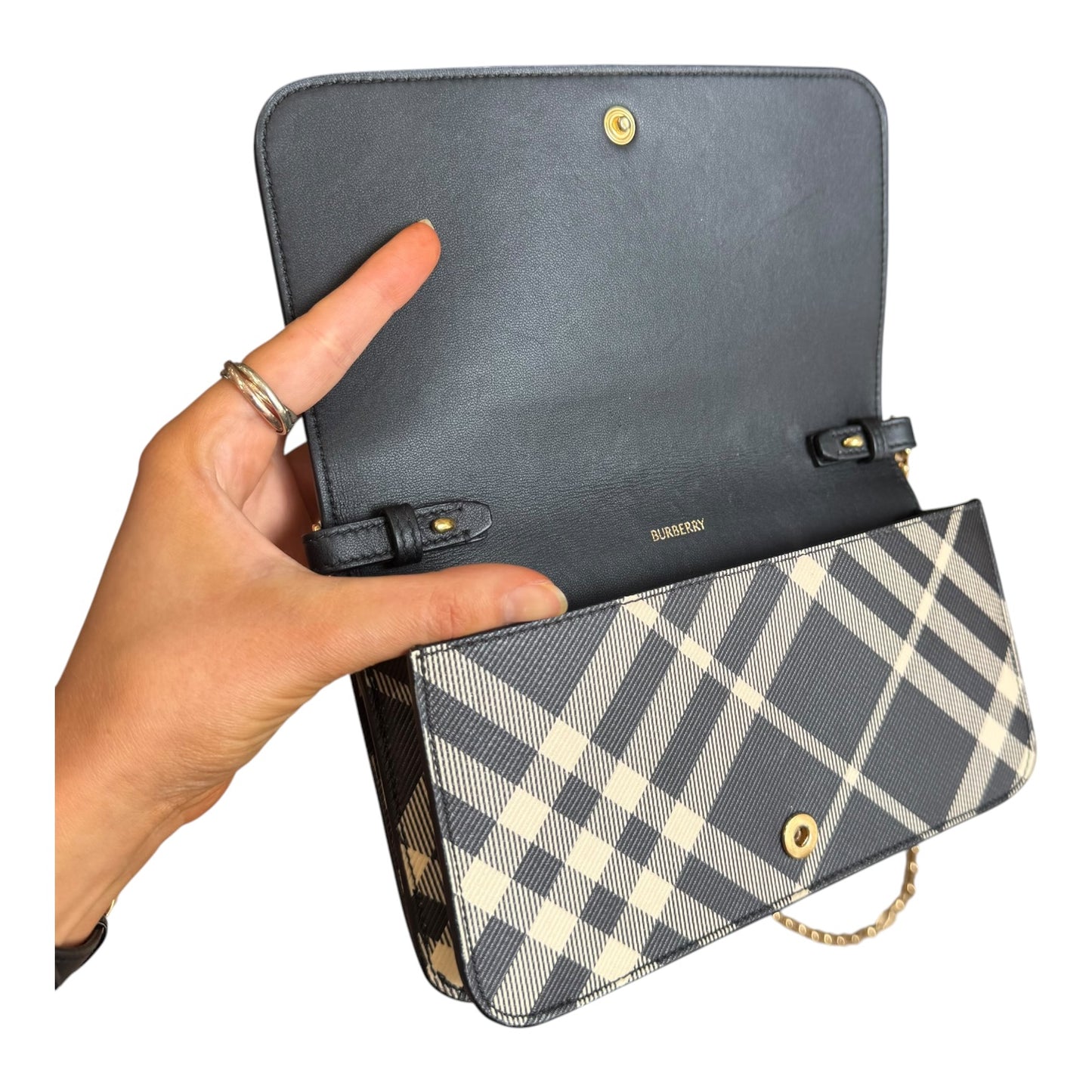 Burberry Black and Calico Check Wallet on Chain