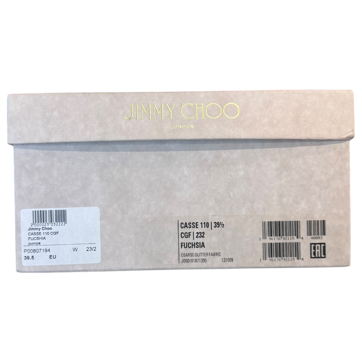 Jimmy Choo Fuchsia Pink Sparkle Casse 110 Heels - 39.5 / 6.5
