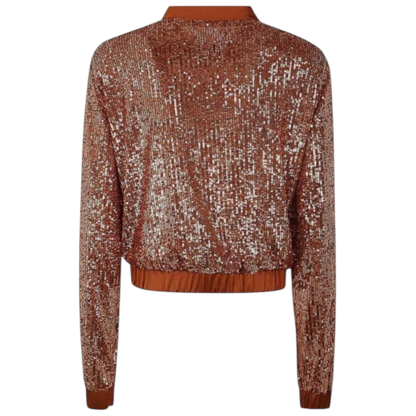 Blugirl Bronze Sequin Bomber Jacket with Rosette - 10