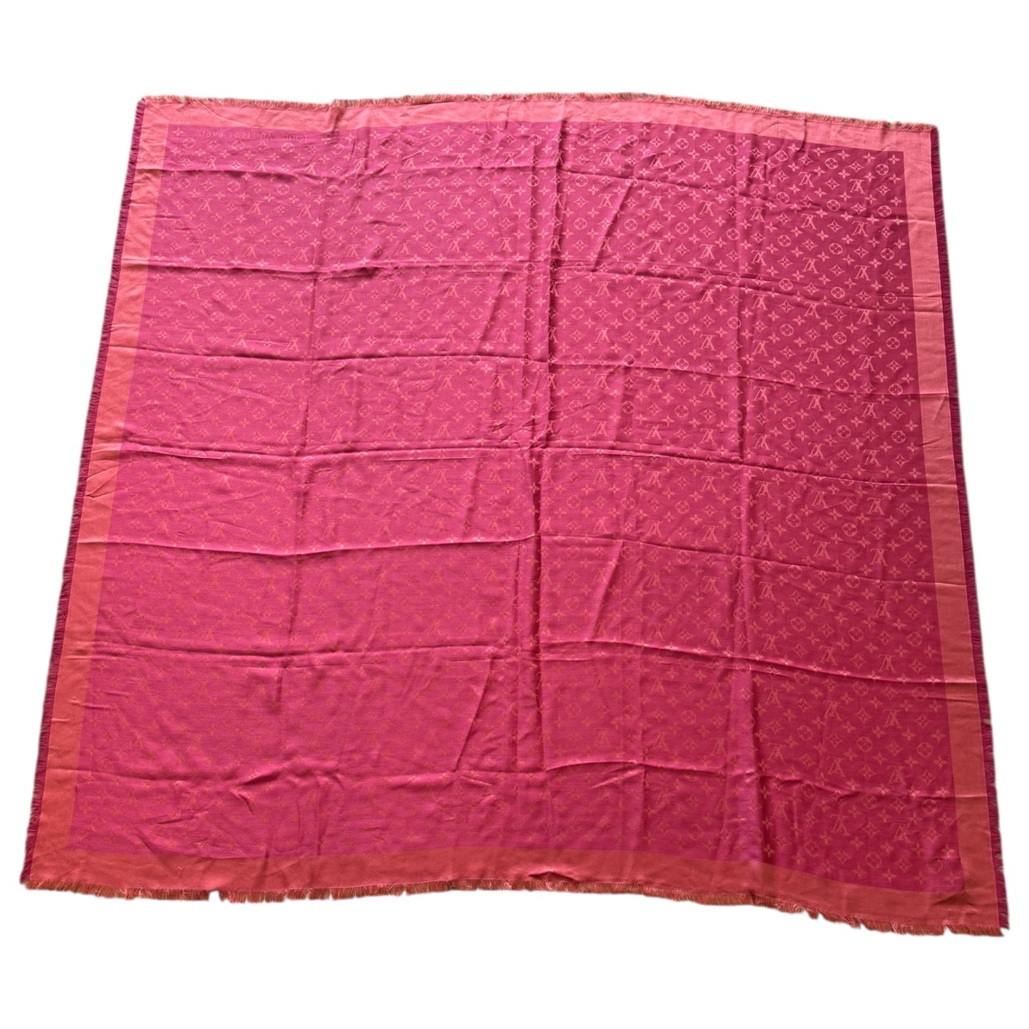 Louis Vuitton Large Pink Wool and Silk Monogram Scarf