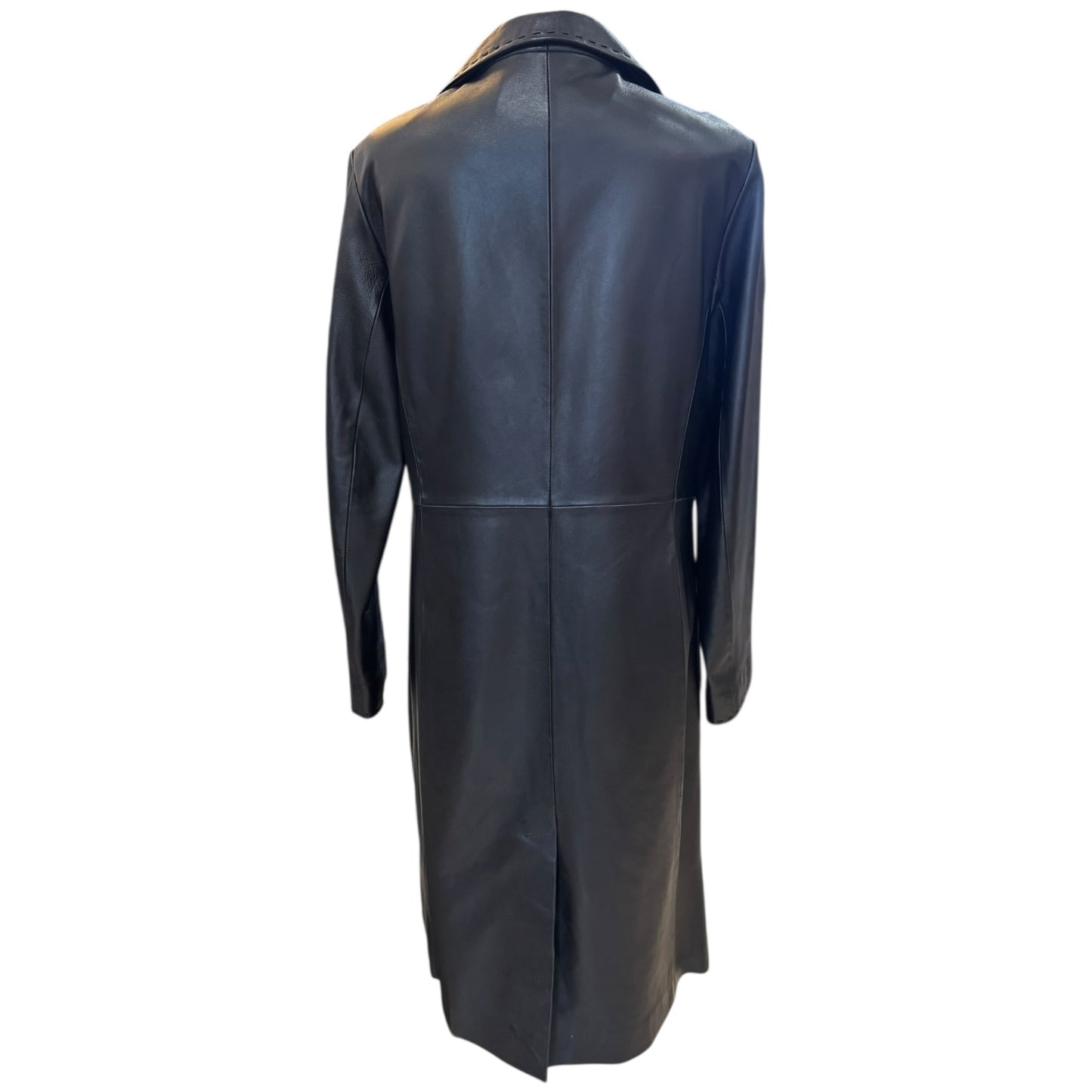Helium Black Leather Longline Coat - 12