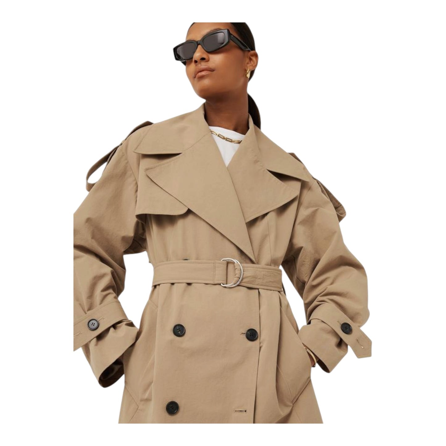 Jigsaw Oversized Cotton Trench Coat in Stone - 10