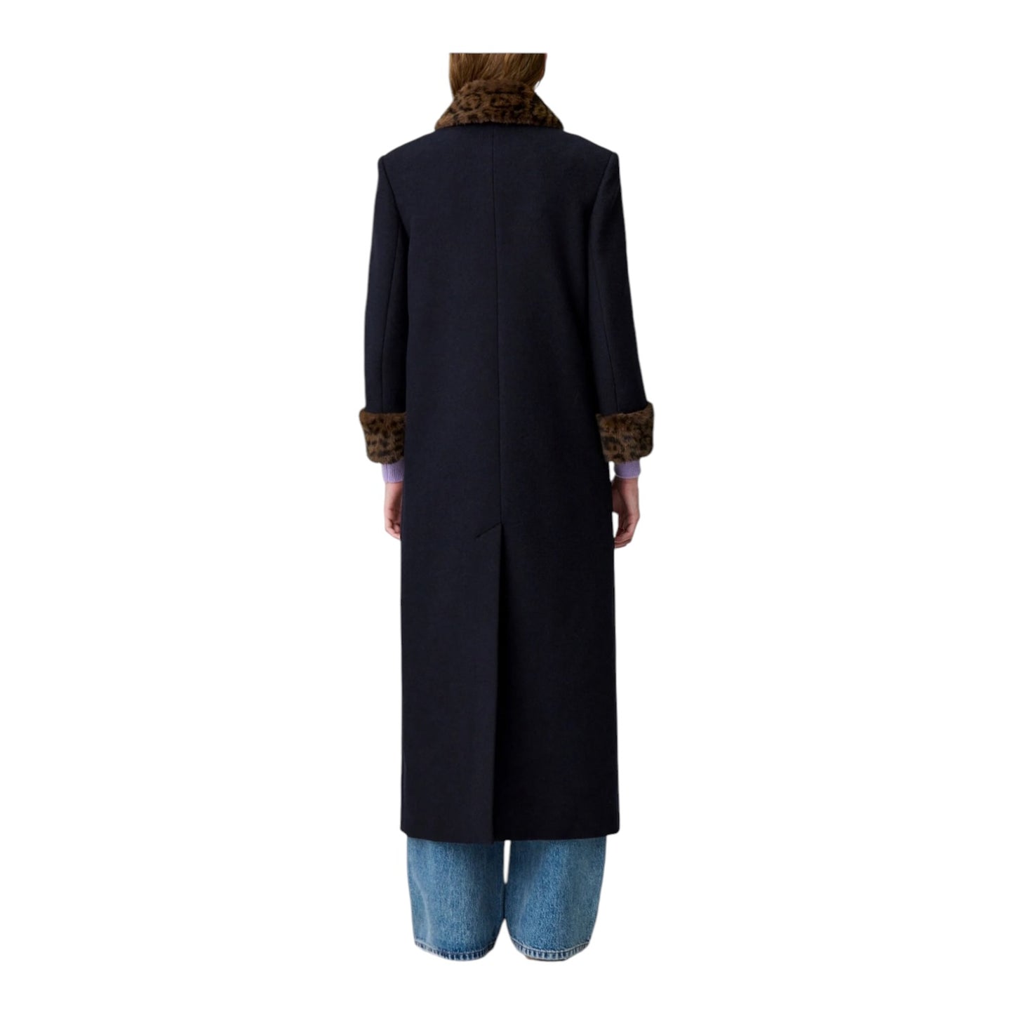 Claudie Pierlot Long Leopard Collar Wool Blend Coat - 10